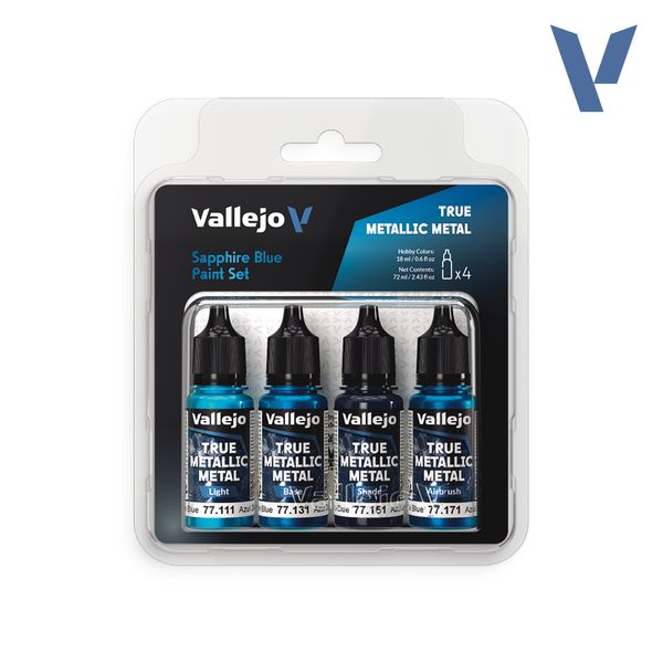 Hovedbilde Vallejo - True Metallic Metal, Sapphire Blue Paint Set